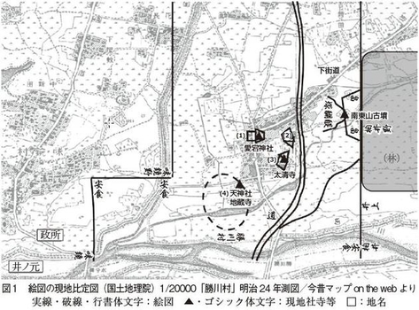 図1　絵図の現地比定図