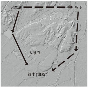 小牧市大草から春日井市坂下町、同市篠木町付近地形図