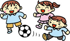 サッカーをする子どものカット