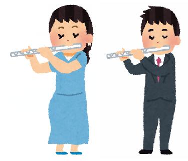 男女のフルート奏者のイラスト
