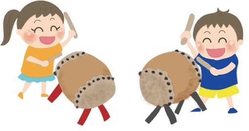 和太鼓を演奏する子どものイラスト