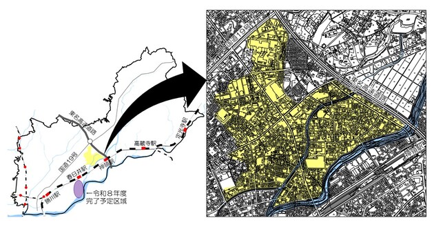 下水道整備区域を示した図