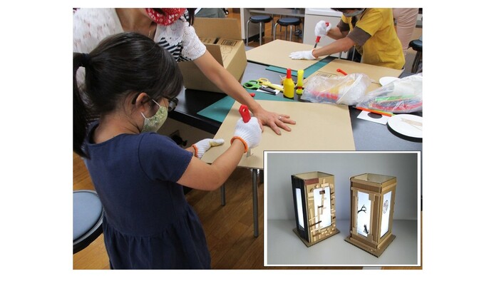 以前の親子講座で撮影した写真と今回作るクリスマツツリー