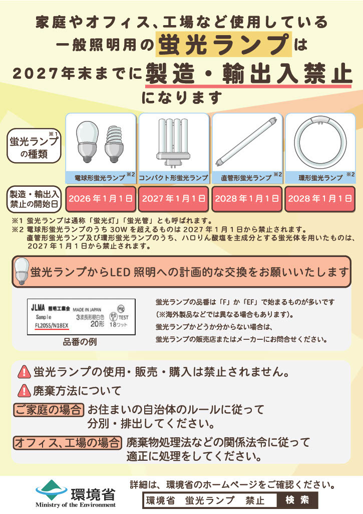 蛍光ランプ製造・輸出入禁止チラシ