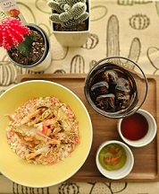 サボテンかき揚げ丼