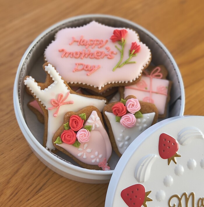 母の日アイシングクッキー缶